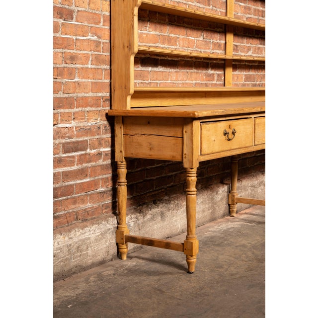 Brown 19th Century English Pine Farmhouse Dresser With Open Plate Rack For Sale - Image 8 of 16