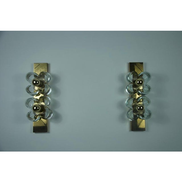1960s Mid-Century Brass and Glass Wall Lamps attributed to Sische, Germany, 1960s, Set of 2 For Sale - Image 5 of 11