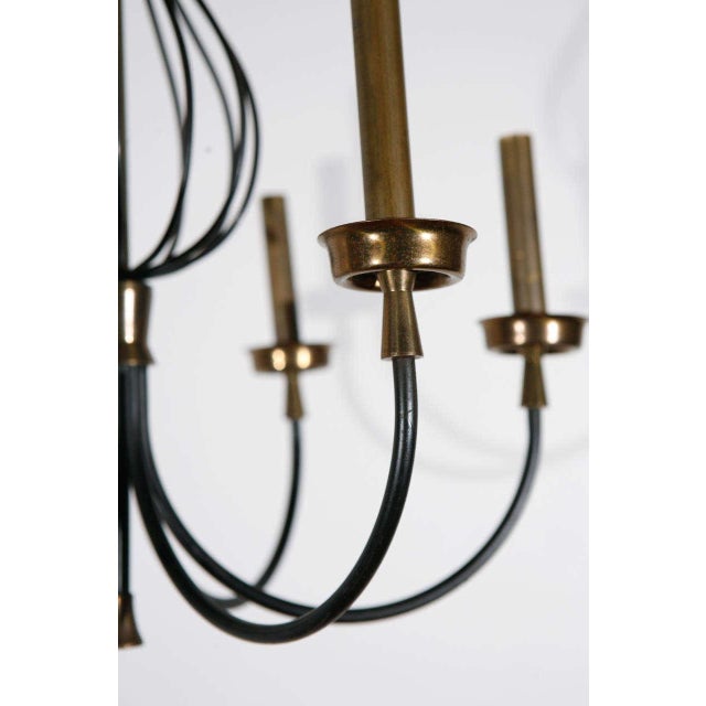 Metal French Black & Brass Chandelier For Sale - Image 7 of 10