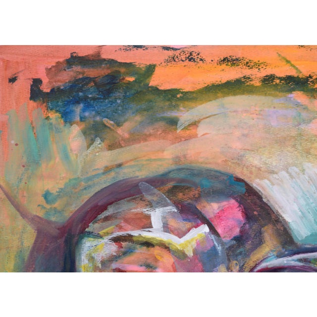 Abstract Fauvist Dual Portrait in Acrylic on Paper by Virginia J Hughins For Sale - Image 3 of 5
