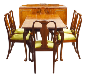Mid-Century Modern Walnut Dining Suite, 1950, Set of 7