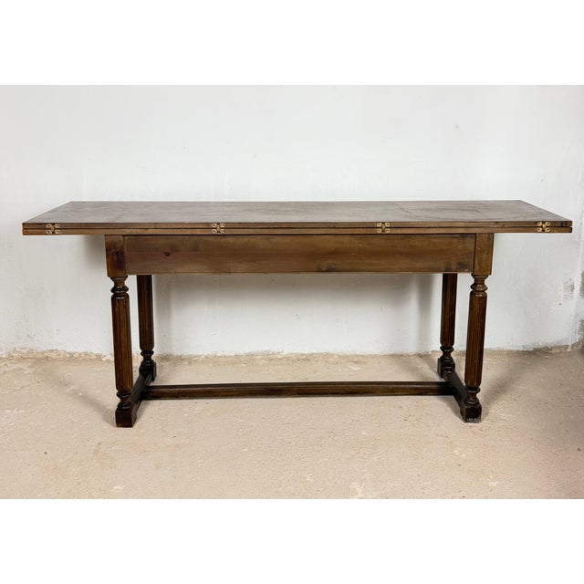 Spanish Carved Drop-Leaf Console Table, 1930s For Sale - Image 6 of 11