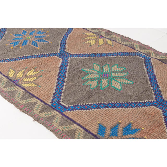 Textile Tribal Oushak Geometric Vintage Kilim Runner For Sale - Image 7 of 10
