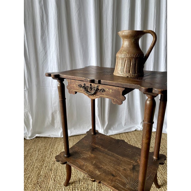 French Art Nouveau Walnut Side Table, 1890s For Sale - Image 9 of 18
