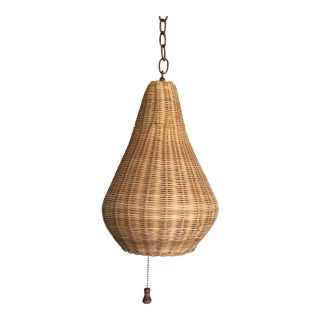 1960s Wicker Beehive Pendant Light For Sale