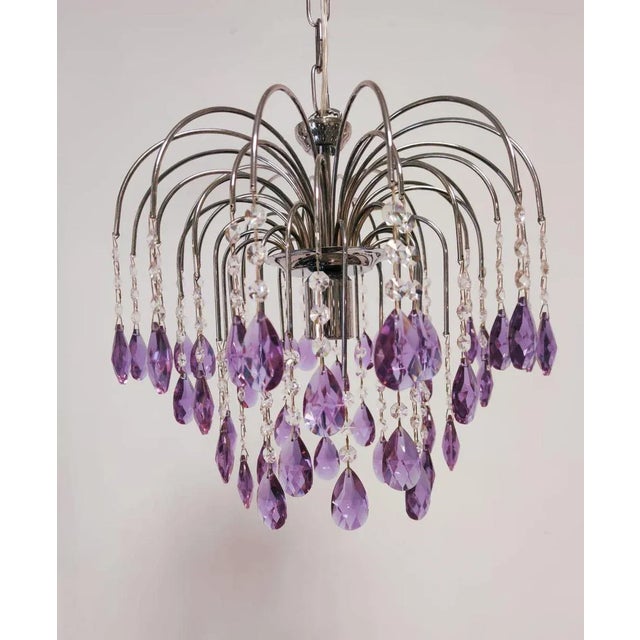 Lilac Crystal Chandelier, in Very Good conditions. Designed 1990 to 1999 Up to 250V (Europe/UK Standard).The wiring of...