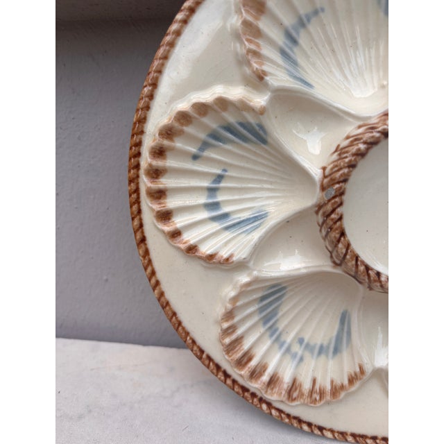 French 19th Century Majolica Oyster Plate Longchamp For Sale - Image 3 of 5