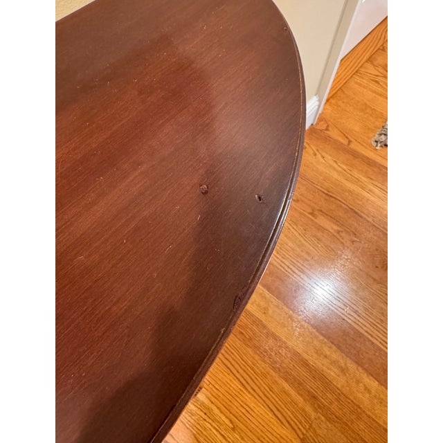 Neoclassical Vintage Ethan Allen Federal Style Demilune Console Table With Cherrywood Finish and Brass Accents For Sale - Image 3 of 6