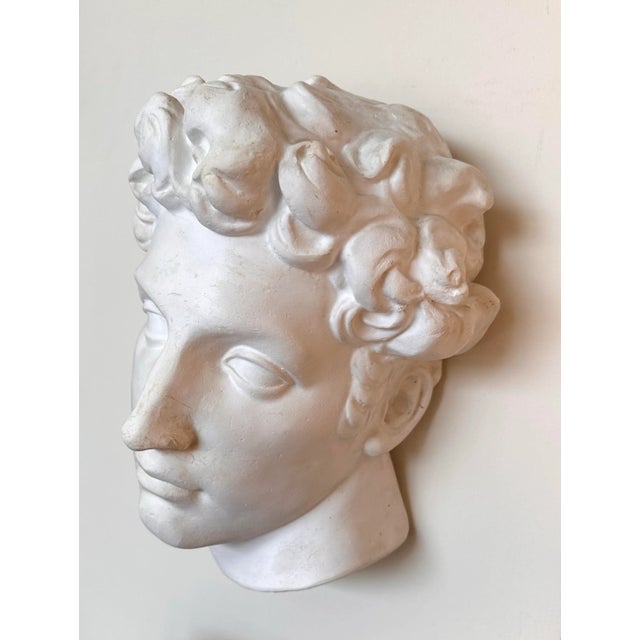 Mid Century Vintage Plaster Cast Head of David Wall Sculpture For Sale - Image 4 of 12