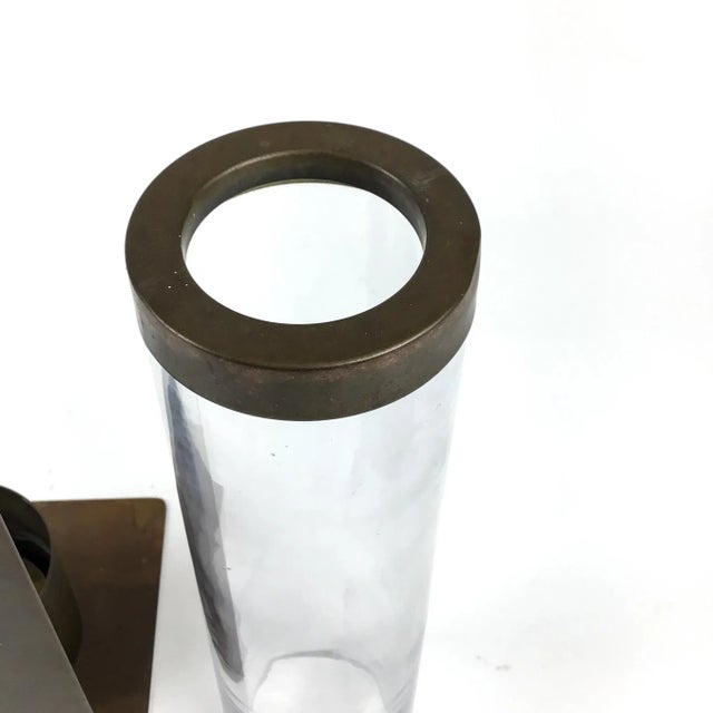 Vintage Brass & Glass Wall Hanging Candle Holder For Sale - Image 9 of 12