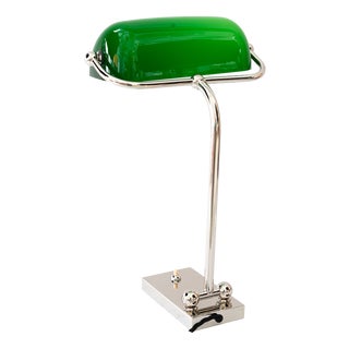 Art Deco Adjustable Nickel-Plated Banker Lamp, Vienna, Austria, 1920s For Sale