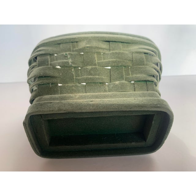 Early 20th Century Vintage Early Twentieth Century Decorative Green Velveteen Flocked Woven Wood ‘Easter’ Basket For Sale - Image 5 of 12