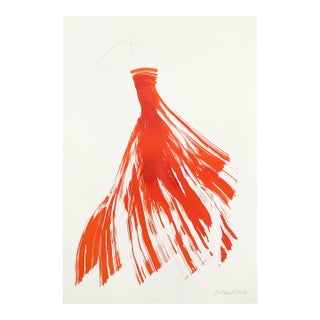 The Orange Cloth 4 - Minimalist Figurative Ink Painting on Paper Original Artwork by Bettina Mauel For Sale