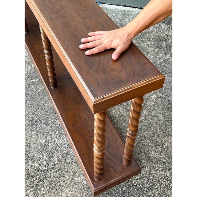 Coffee Vintage Carved Barley Twist Console Table For Sale - Image 8 of 12
