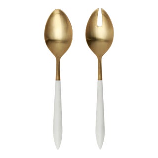 VIETRI Ares Oro & White Salad Serving Set For Sale
