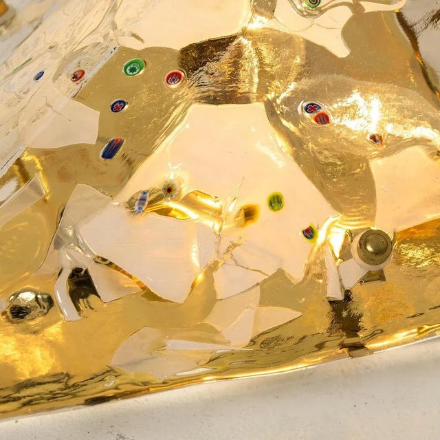 Gold-Plated Pyramid Murano Flush Mount or Wall Light from La Murrina, Italy, 1970s For Sale - Image 4 of 13