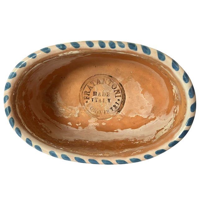 2000 - 2009 Vintage Vietri Signed and Hand-Painted Italian Oval Cachepot / Planter / Jardinier Mediterranean Floral Majolica For Sale - Image 5 of 6