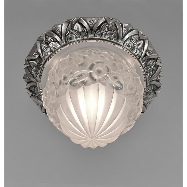 1930s French Art Deco Flush Mount by Degue France - 2 Available For Sale - Image 6 of 13