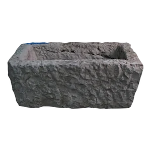 25" Inch Long Hand Chiseled Stone Trough 9-2