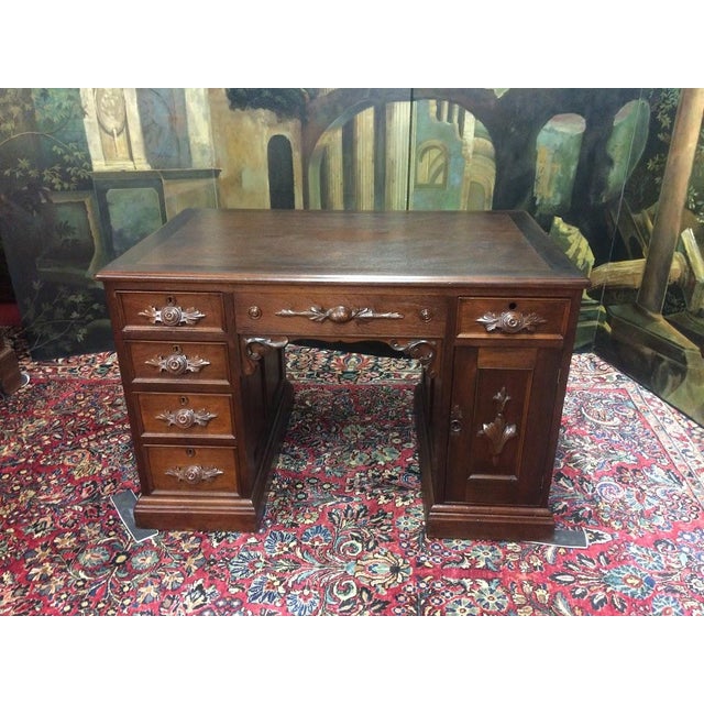 Antique Victorian Desk, Walnut Partner’s Desk For Sale - Image 12 of 13
