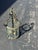 Metal 1950s 3-Light Brass & Belved Glass Cylinder Foyer Chandelier / Lantern For Sale - Image 7 of 12