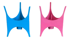 Mid Century Blue Pink Enamel Tripod Candle Holders - a Pair