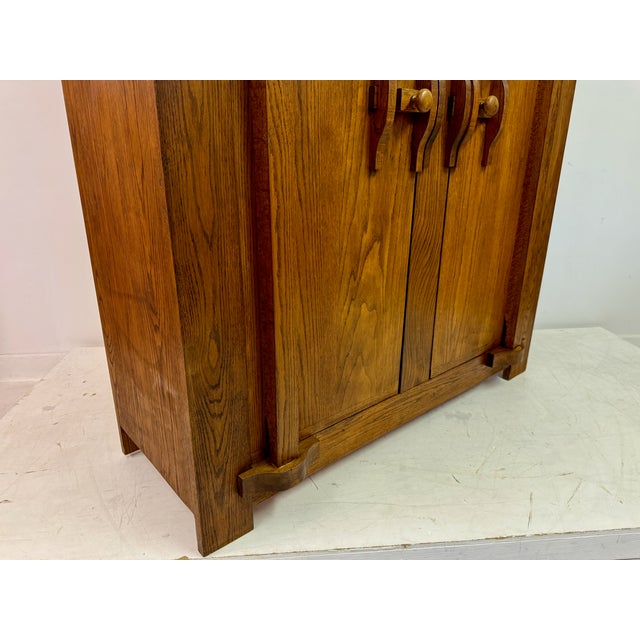 Brutalist Belgian Oak Cupboard, 1960s For Sale - Image 4 of 10