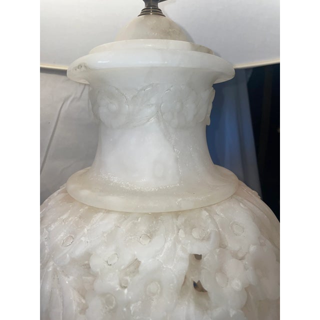 1920s Large Hand Carved Alabaster Table Lamp For Sale In San Diego - Image 6 of 10