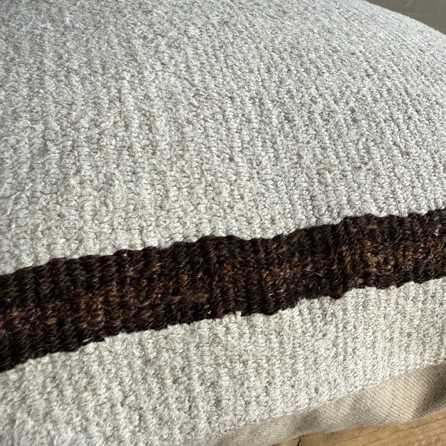 Vintage Rug Pillow Cover With Stripes For Sale - Image 4 of 7