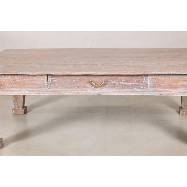 Vintage Whitewashed Teak Coffee Table with Single Drawer For Sale - Image 16 of 18