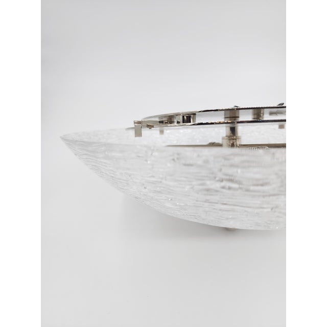 Vaughan Designs Pentland Flush Mount in Textured Glass With Polished Nickel For Sale In New York - Image 6 of 9