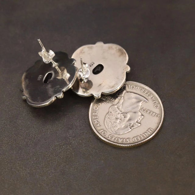 Mid 20th Century Amethyst & Sterling Silver Flower Earrings - 2 Pieces For Sale - Image 4 of 5