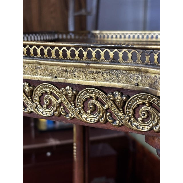 Antique French Side Table with Marble Top and Ormolu Mounts For Sale - Image 3 of 11