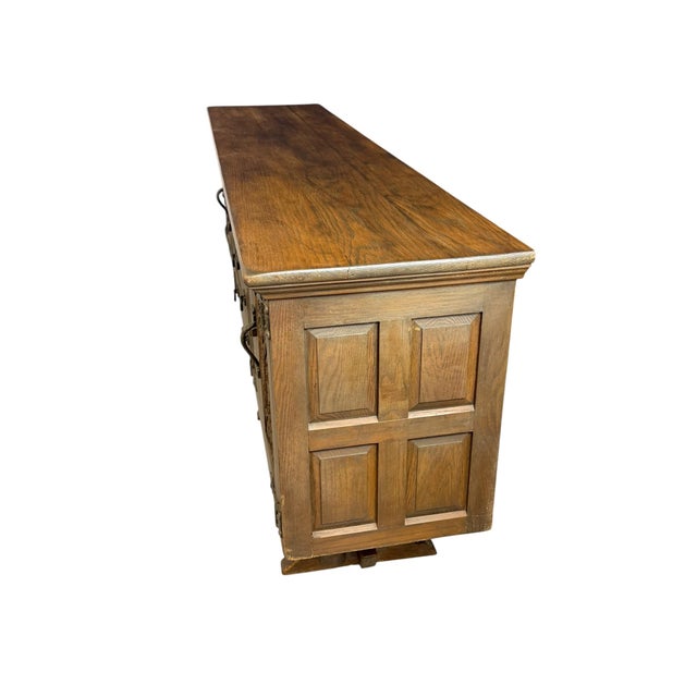 Brown Vintage Rustic Brown Oak Credenza, 1950 For Sale - Image 8 of 11