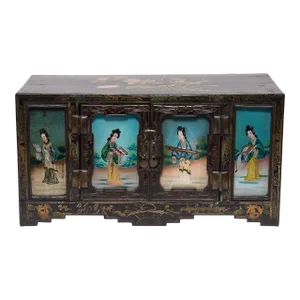 19th Century Chinese Reverse Glass Treasure Chest