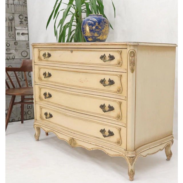 Brown Shabby Chic Gold Decorated Off White Painted French Provincial Dresser For Sale - Image 8 of 13