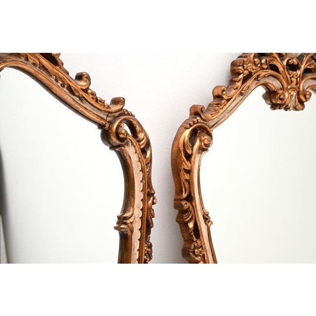 French Rococo Gilt Wood Mirrors, 1950s, Set of 2 For Sale - Image 6 of 12