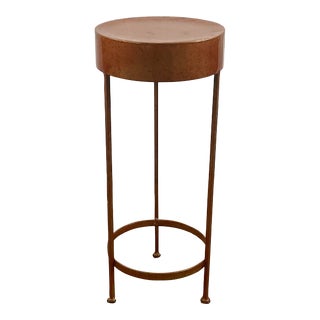 1980s Metal Outdoor Garden Plant Stand in Splattered Copper Finish. For Sale