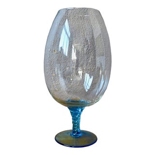 2-Tone Blue & Clear Glass Cup from Empoli, 1970s For Sale