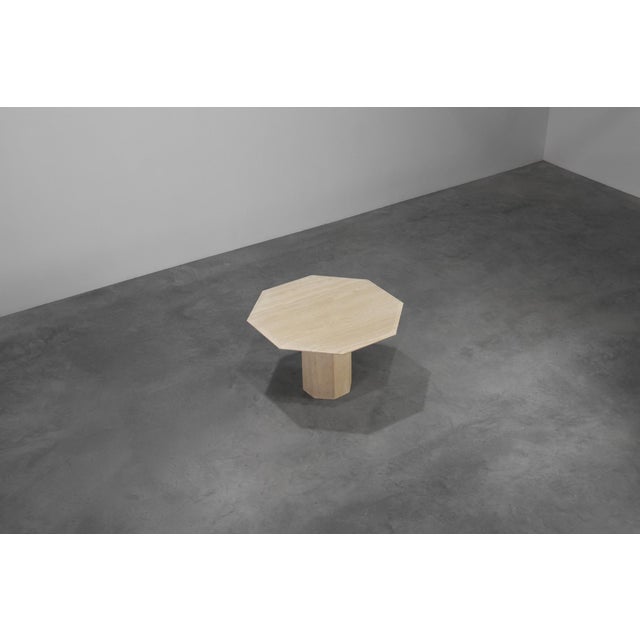 Stone Mid-Century Italian Octagonal Travertine Dining Table, 1980s For Sale - Image 7 of 13