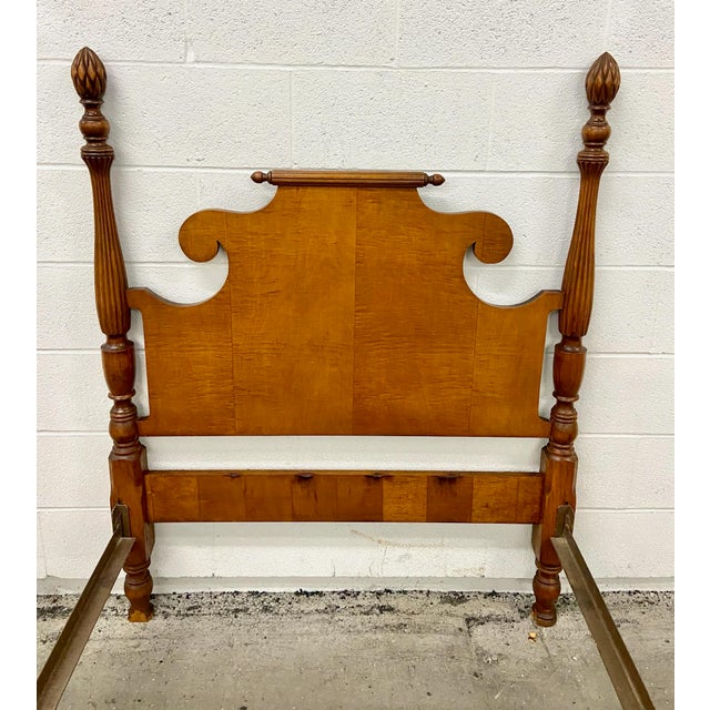 Vintage Twin Size Maple Four Poster Bed With Pinecone Pineapple Finials