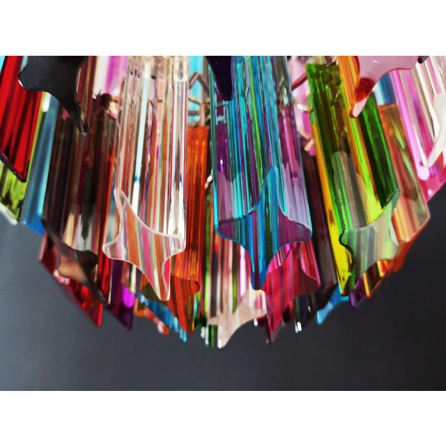 Pink Medium Murano Glass Chandelier 47 Multicolored Prisms For Sale - Image 8 of 11