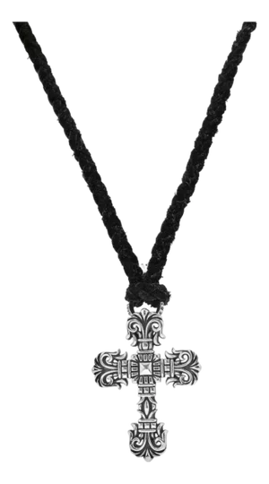 Men’s Vintage Chrome Hearts Small Silver Filigree Cross Pendant Necklace