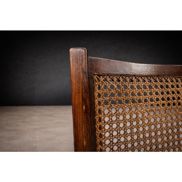 Brown Set of Four Armchairs in Rosewood & Caning, Unknown, 1960s For Sale - Image 8 of 8