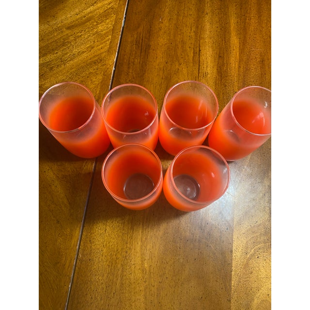 Orange 1950s Blendo 6 Orange Frosted 14oz Tumblers For Sale - Image 8 of 11