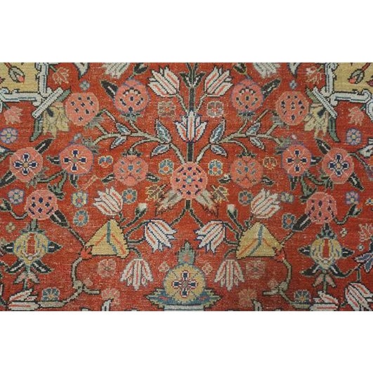 Textile 1890s Red Geometric Antique n.w. Persian Rug 6'3"x15'2" Handknotted Wool Carpet Runner For Sale - Image 7 of 8