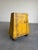 Vintage rustic primitive industrial metal machine or parts cabinet on wheels. Excellent aged patina to the yellow exterior...