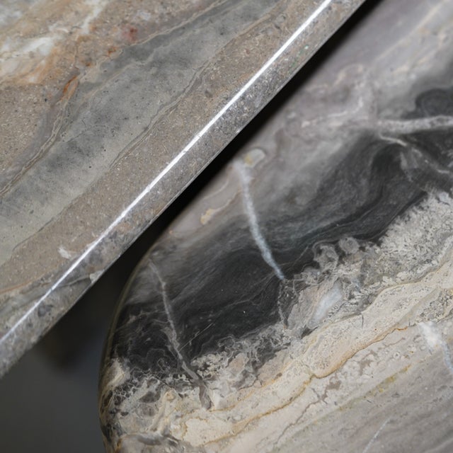 1980s Italian Teardrop Low Tables in Gray Arabescato Marble, 1980s, Set of 2 For Sale - Image 5 of 6