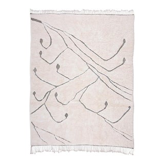 Botanical Line Art Hand-Knotted Wool Rug | 11'7" X 9'1" | One of a Kind For Sale