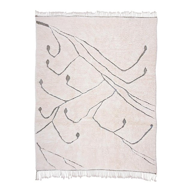 Botanical Line Art Hand-Knotted Wool Rug | 11'7" X 9'1" | One of a Kind For Sale